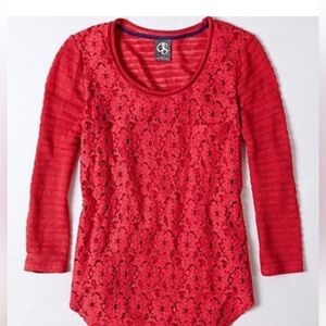 One September coral eyelet lace blouse Size XS